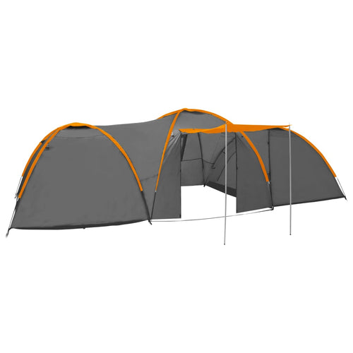 Cort camping tip iglu, 8 pers., gri/portocaliu, 650x240x190 cm Lando