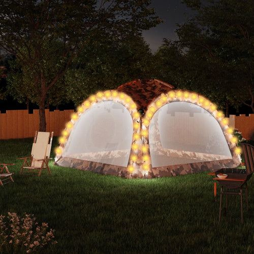 Cort de petrecere cu LED și 4 pereți, camuflaj, 3,6x3,6x2,3 m Lando