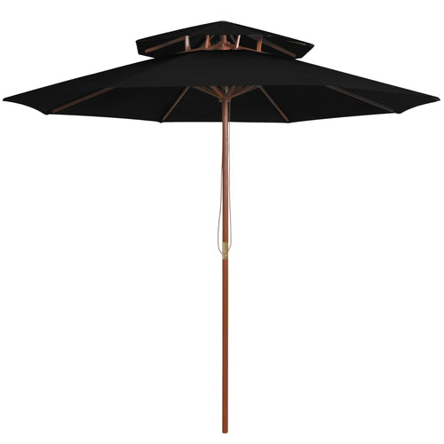 Umbrelă de soare dublă, stâlp din lemn, negru, 270 cm Lando