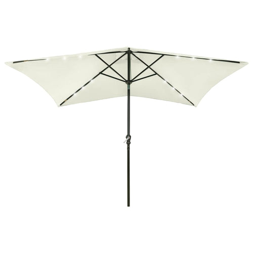 Umbrelă de soare cu stâlp din oțel & LED-uri, nisipiu, 2x3 m Lando