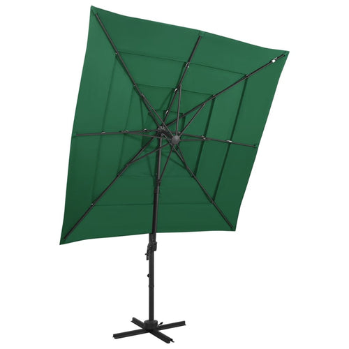 Umbrelă de soare 4 niveluri, stâlp aluminiu, verde, 250x250 cm Lando
