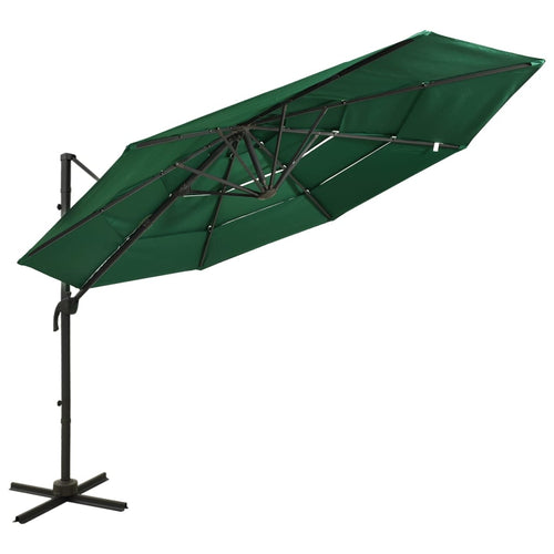 Umbrelă de soare 4 niveluri, stâlp de aluminiu, verde, 3x3 m Lando