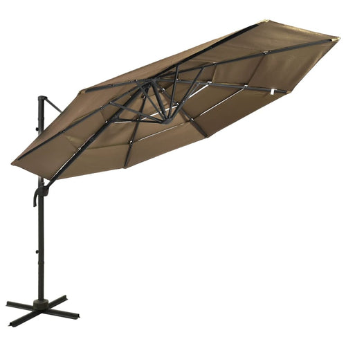 Umbrelă de soare 4 niveluri, stâlp de aluminiu, gri taupe 3x3 m Lando