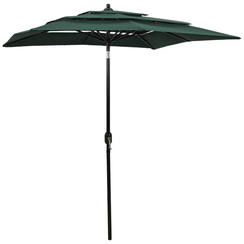 Umbrelă de soare 3 niveluri, stâlp de aluminiu, verde, 2x2 m Lando