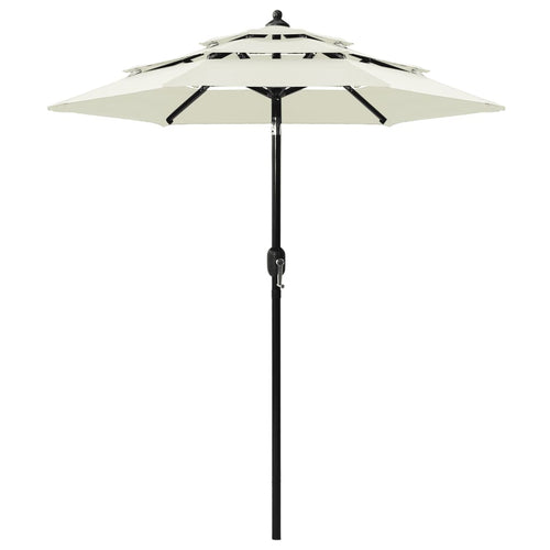 Umbrelă de soare 3 niveluri, stâlp de aluminiu, nisipiu, 2 m Lando