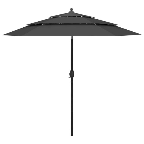 Umbrelă de soare 3 niveluri, stâlp de aluminiu, antracit, 2,5 m Lando