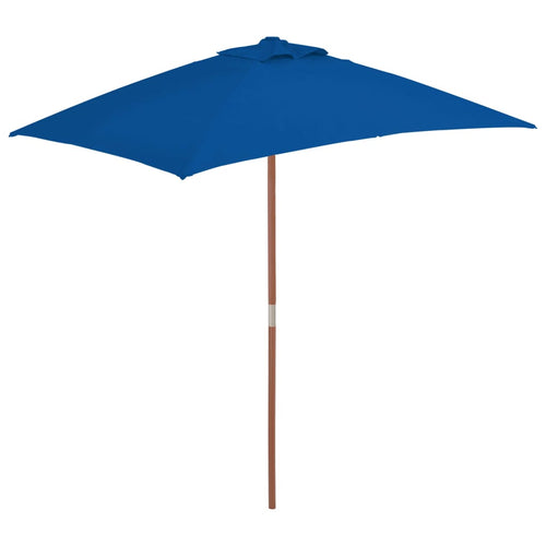 Umbrelă de soare de exterior, stâlp lemn, albastru, 150x200 cm Lando