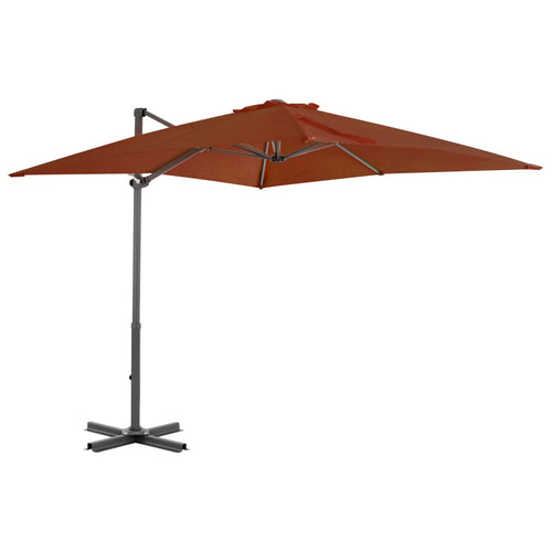 Umbrelă suspendată cu stâlp aluminiu, cărămiziu, 250x250 cm Lando