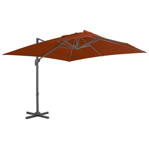 Umbrelă în consolă cu stâlp din aluminiu, cărămiziu, 300x300 cm Lando