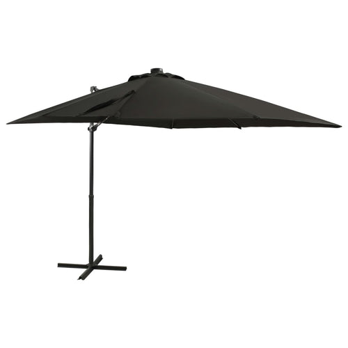Umbrelă suspendată cu stâlp și LED-uri, negru, 250 cm Lando