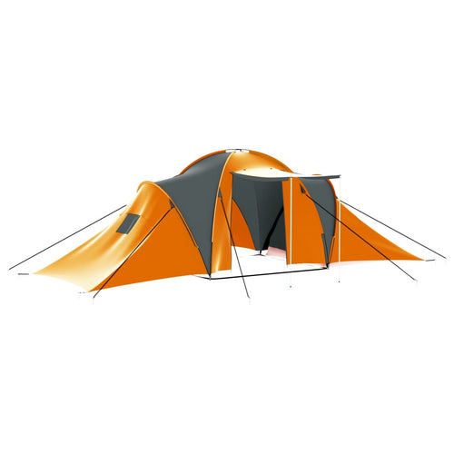 Cort camping, 9 persoane, gri și portocaliu, material textil Lando