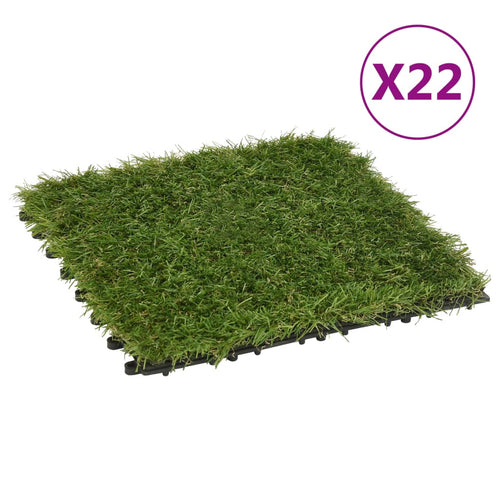 Plăci de iarbă artificială, 22 buc, verde, 30x30 cm Lando