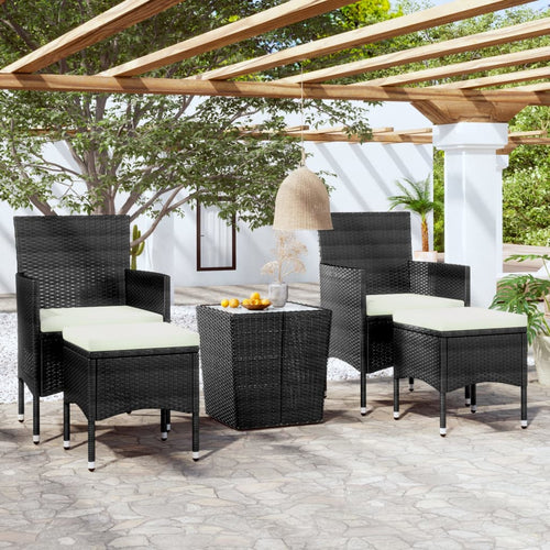 Set mobilier bistro grădină 3 piese negru poliratan și sticlă