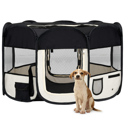 Țarc de câini pliabil cu sac de transport, negru, 125x125x61 cm Lando