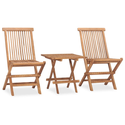 Set mobilier de exterior pliabil, 3 piese, lemn masiv tec