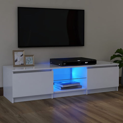 Comodă TV cu lumini LED, alb, 120x30x35,5 cm Lando