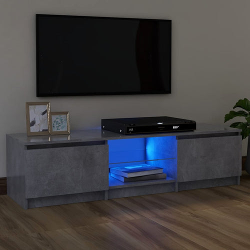 Comodă TV cu lumini LED, gri beton, 120x30x35,5 cm Lando