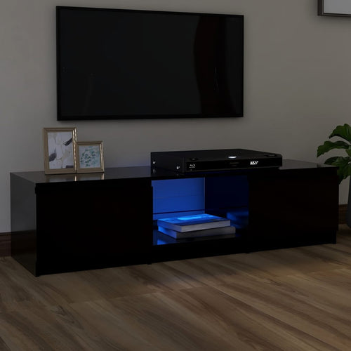 Comodă TV cu lumini LED, negru, 140x40x35,5 cm Lando