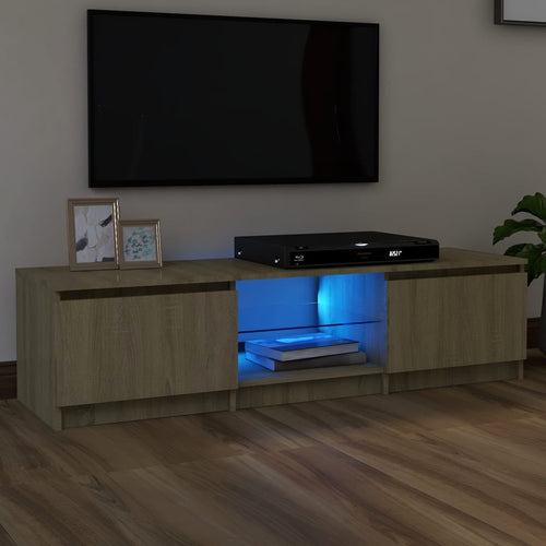 Comodă TV cu lumini LED, stejar sonoma, 140x40x35,5 cm Lando