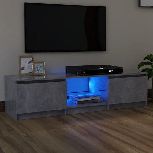 Comodă TV cu lumini LED, gri beton, 140x40x35,5 cm Lando