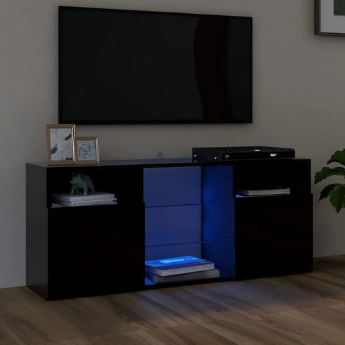 Comodă TV cu lumini LED, negru, 120x30x50 cm Lando