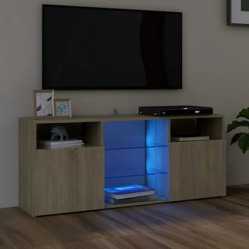 Comodă TV cu lumini LED, stejar sonoma, 120x30x50 cm Lando