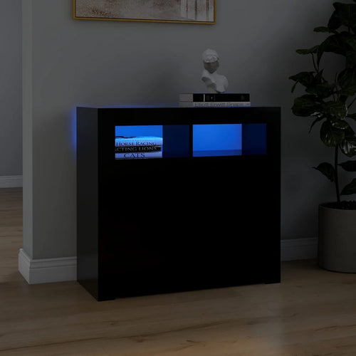 Servantă cu lumini LED, negru, 80x35x75 cm Lando