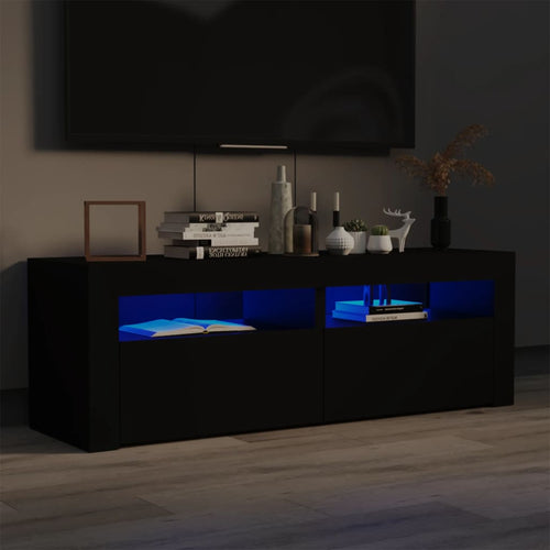 Comodă TV cu lumini LED, negru, 120x35x40 cm Lando