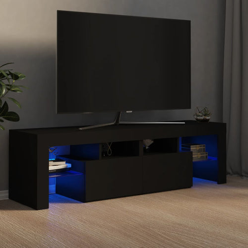 Comodă TV cu lumini LED, negru, 140x36,5x40 cm Lando