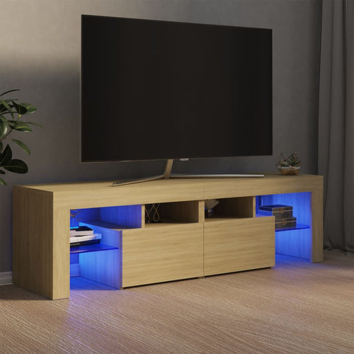 Comodă TV cu lumini LED, stejar sonoma, 140x36,5x40 cm Lando