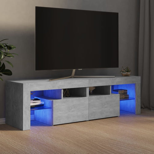 Comodă TV cu lumini LED, gri beton, 140x36,5x40 cm Lando