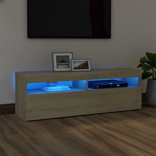 Comodă TV cu lumini LED, stejar Sonoma, 120x35x40 cm Lando