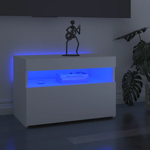 Comodă TV cu lumini LED, alb, 60x35x40 cm Lando