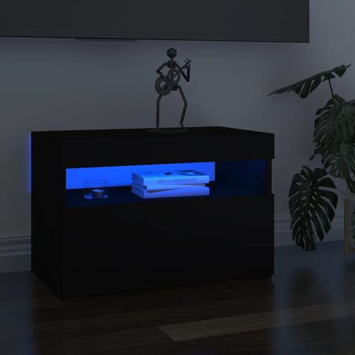 Comodă TV cu lumini LED, negru, 60x35x40 cm Lando