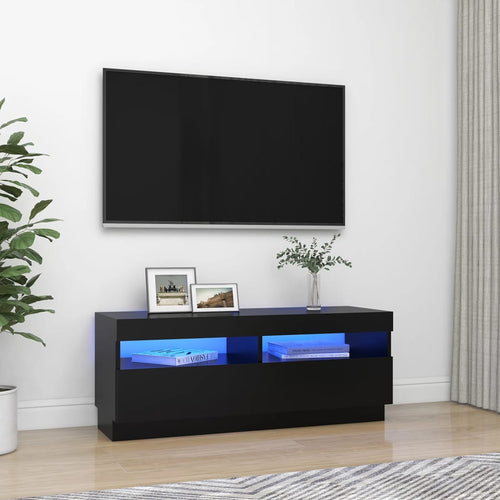 Comodă TV cu lumini LED, negru, 100x35x40 cm Lando