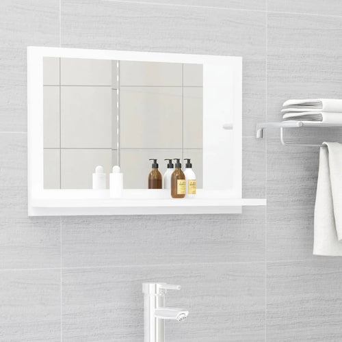 Oglindă de baie, alb, 60x10,5x37 cm, lemn prelucrat