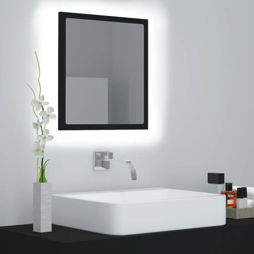 Oglindă de baie cu LED, negru, 40x8,5x37 cm, acril Lando