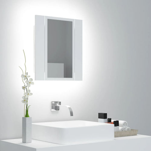 Dulap de baie cu oglindă & LED, alb, 40x12x45 cm, acril Lando