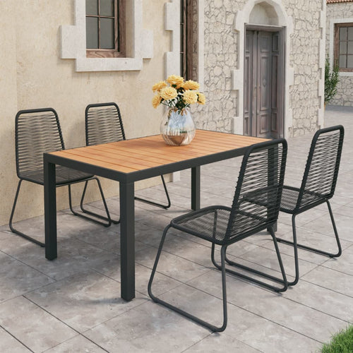 Set mobilier de grădină, 5 piese, negru și maro, ratan PVC