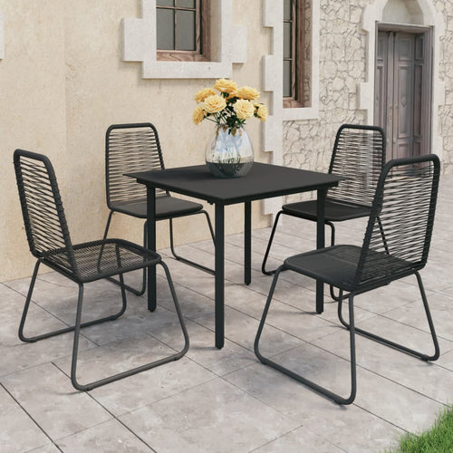 Set mobilier de grădină, 5 piese, negru, ratan PVC