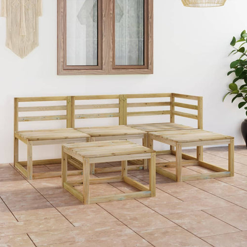 Set mobilier de grădină, 5 piese, lemn de pin verde tratat