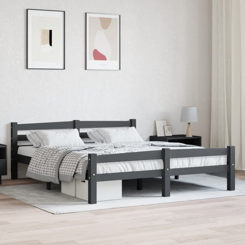 Cadru de pat, gri închis, 160x200 cm, lemn masiv de pin