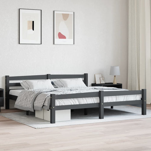 Cadru de pat, gri închis, 180x200 cm, lemn masiv de pin