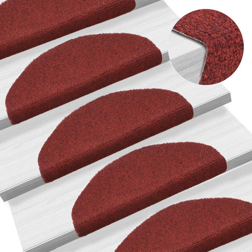 Covorașe scări autoadezive, 5 buc., roșu, 65x21x4 cm, punch Lando