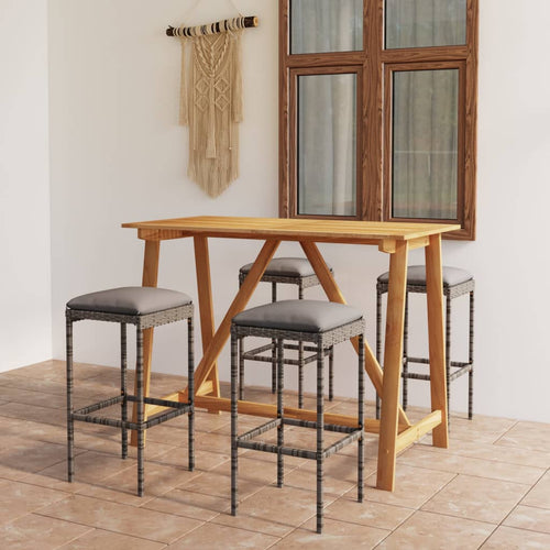 Set mobilier de bar de grădină cu perne , 5 piese , gri