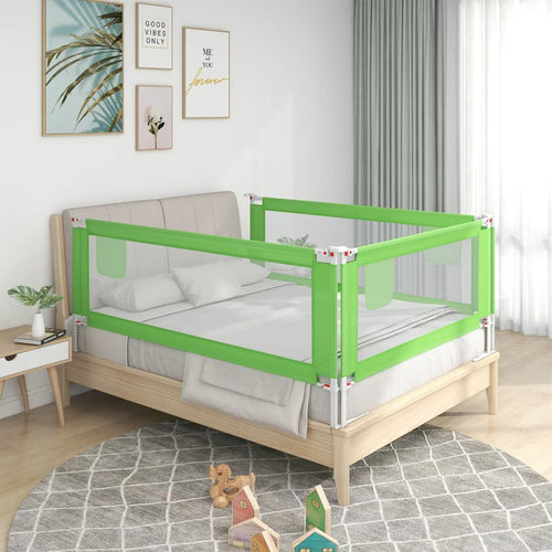 Balustradă de protecție pat copii, verde, 150x25 cm, textil Lando