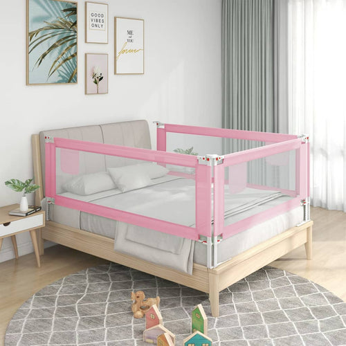 Balustradă de protecție pat copii, roz, 90x25 cm, textil Lando