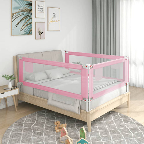 Balustradă de protecție pat copii, roz, 160x25 cm, textil Lando