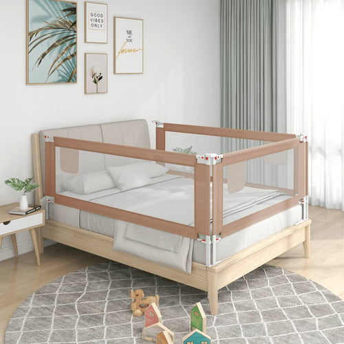 Balustradă de protecție pat copii, gri taupe, 190x25 cm, textil Lando