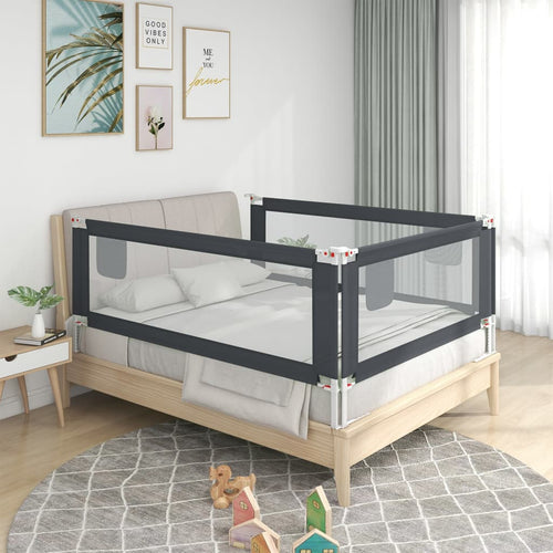 Balustradă de protecție pat copii, gri închis, 190x25 cm textil Lando